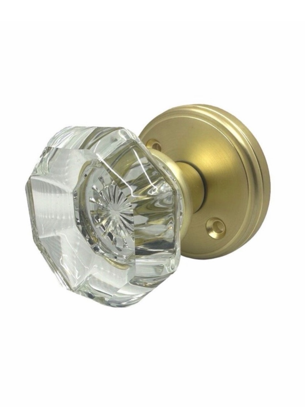 Crystal & Gold Tone Door Knob - Set of 2